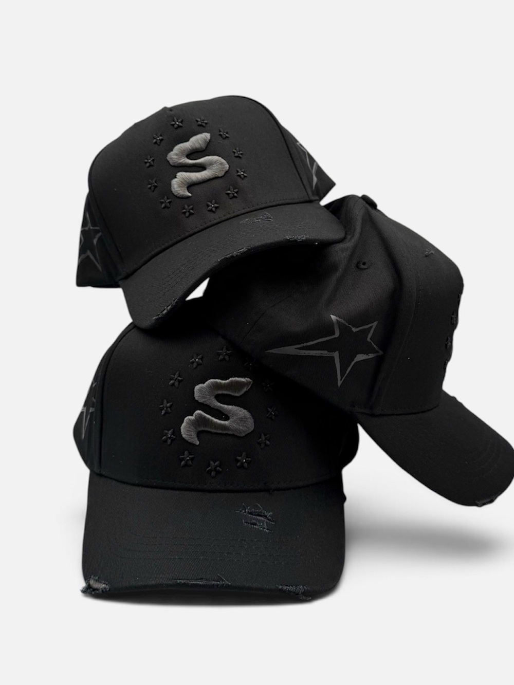 Snap-Back Star Trucker Hat For Men - Black